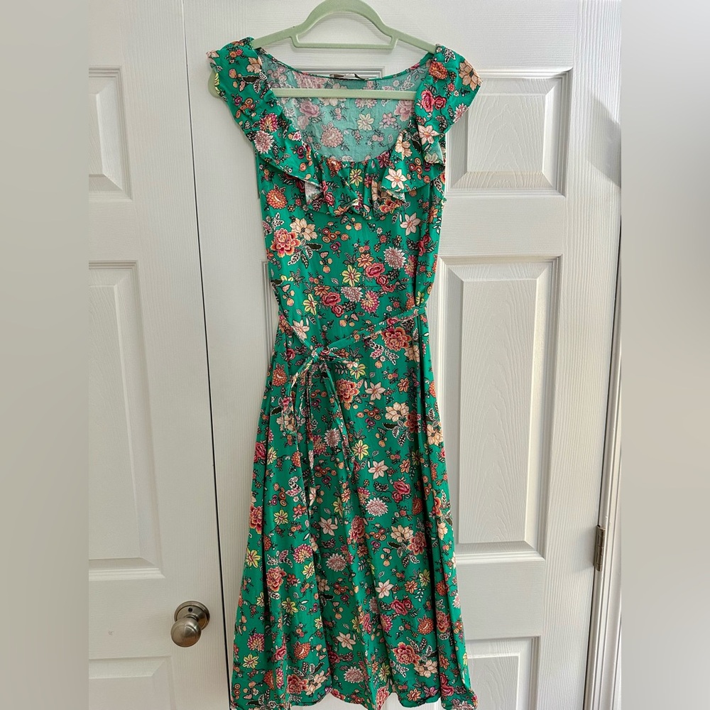 LOFT Green Floral Maxi Dress